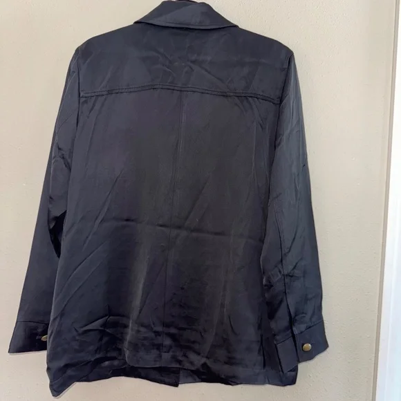 Madewell Double-Faced Satin Safari Jacket  black NWT M - Picture 10 of 10